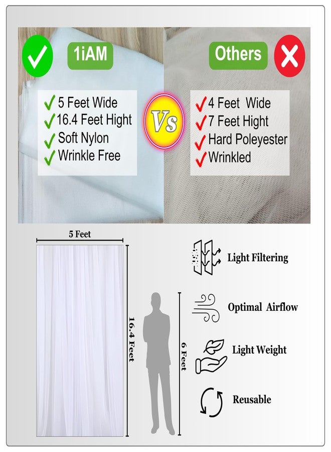 1iAM 2pcs White Net Light Combo | 1pc 5x1.5m (16.4x5ft) Transparent Cabana Decoration Net Backdrop Curtain & 1pc 11m 38 Bulbs Including Rice Light For Birthday, Anniversary, Wedding, Haldi, Mehndi - Image 4